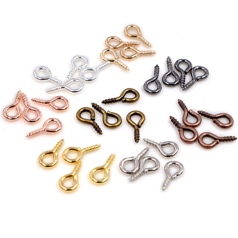 20-100pcs/lot Gold Stainless Steel Eye Pins Screw Hooks Eyepins