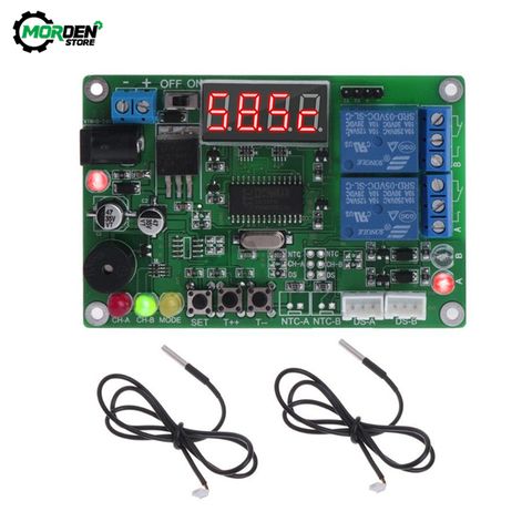 High Precision Digital Display Intelligent Temperature Controller with Dual Waterproof Probe Cooling Thermostat Thermoregulator ► Photo 1/6