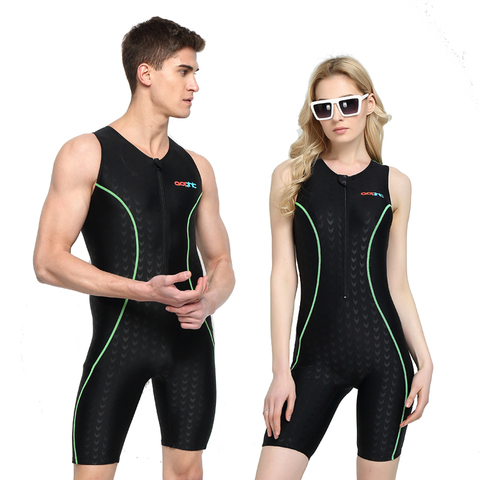 Men Women One Piece Athletic Professional Competition Swimsuit Racing Sharkskin Knee Length Training Swimwear Bathing DivingSuit ► Photo 1/6