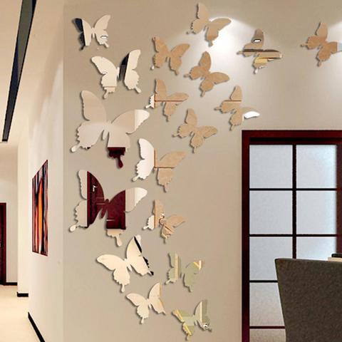 12Pcs PVC 3D Wall Stickers Home Decor DIY Butterfly Luminous Glow