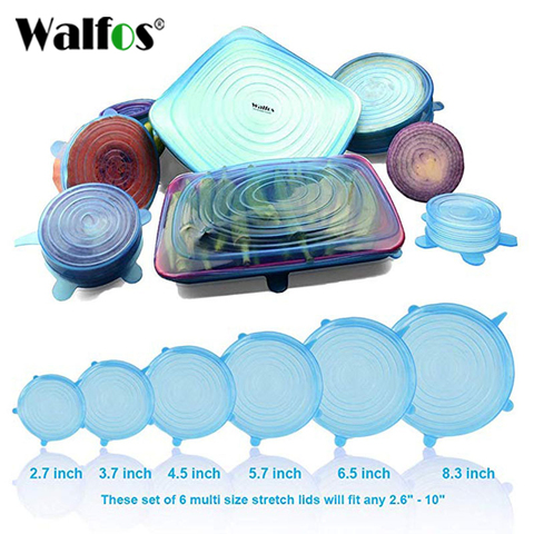 6pcs Reusable silicon stretch lids universal lid Silicone food wrap bowl pot lid silicone cover pan cooking Kitchen Stoppers ► Photo 1/6