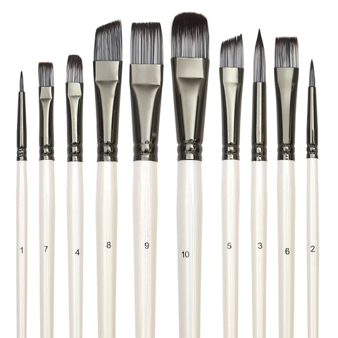 Paint Brushes Set,10 Pack Nylon Hair Paint Brushes for Acrylic