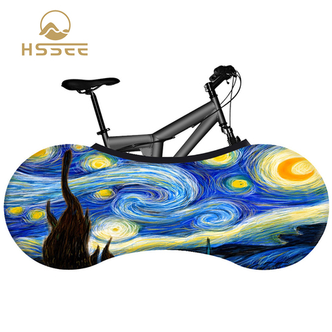 HSSEE oil painting series bicycle cover high quality elastic fabric road bike indoor dust cover new technology does not fade ► Photo 1/6