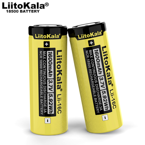 1-20PCS  LiitoKala Lii-16C 18500 1600mAh 3.7 V  rechargeable battery Recarregavel lithium ion battery for LED flashlight ► Photo 1/4