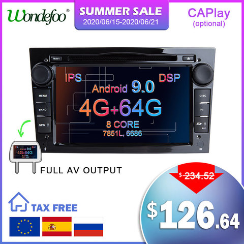 DSP Android 9.0 4G 2 din Car GPS For Opel Vauxhall Astra H G J Vectra Antara Zafira Corsa Vivaro Meriva Veda NO DVD Player ► Photo 1/6