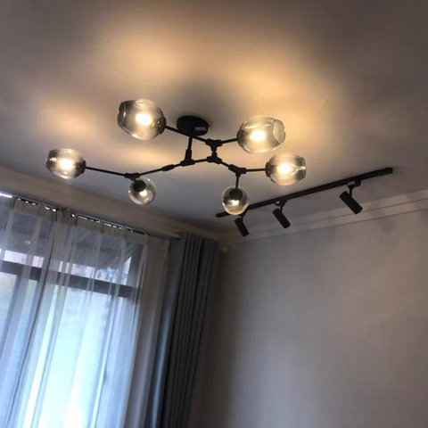 Light Luxury Living Room Modern Glass Loft Chandeliers Nordic Bedroom Magic Beans Hanging Lamps LED Luster Ceiling Chandelier ► Photo 1/1