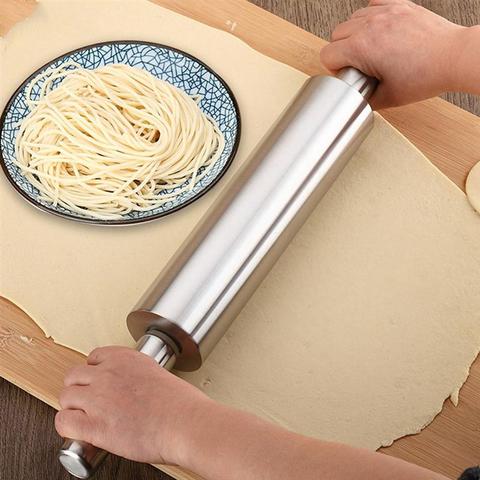 Stainless Steel Rollers Rolling Pin Kid Kitchen Cooking Baking Tool For Pasta Cookie Dough Pastry Bakery Noodle Kitchen ► Photo 1/6