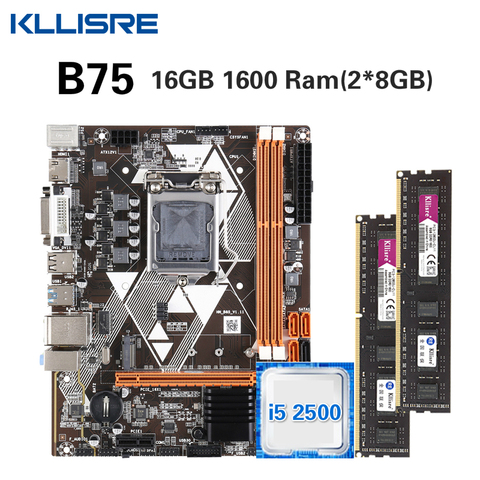 Kllisre B75 motherboard set with Core i5 2500 2 x 8GB = 16GB 1600MHz DDR3 Desktop Memory NVME M.2 USB3.0 SATA3 ► Photo 1/6
