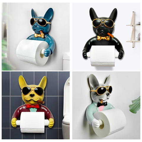 Tray Toilet Paper Holder Hygiene Resin Free Punch Hand Tissue Box Household Paper Towel Holder Reel Spool Device Dog Style ► Photo 1/6