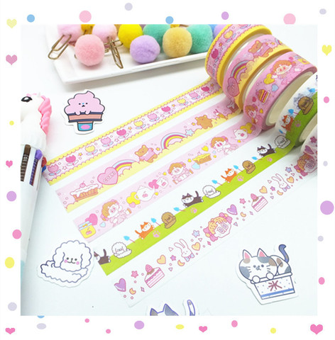 Cute girl heart pink grid Bullet Journal Washi Tape DIY Scrapbooking Sticker Label Rainbow Masking Tape School Office Supply ► Photo 1/5