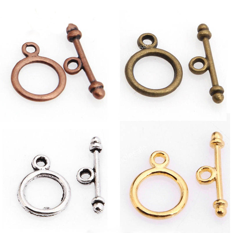 30 Sets Antique Tibetan Silver Toggle Clasps for Diy Bracelets Necklace Round Metal Clasps Hooks Jewelry Making Findings ► Photo 1/6