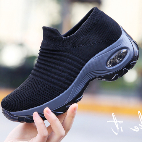 2022 Women Sneakers Running Shoes Sports Shoes Breathable Mesh Comfortable Platform Shoes Air Cushion Sneaker Lightweight ► Photo 1/6