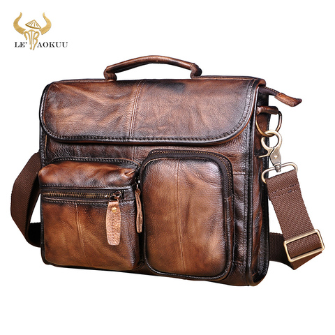 2022 Original Leather Male Designer Casual Messenger Crossbody bag Fashion Tablet Mochila Satchel University School Book bag 202 ► Photo 1/6