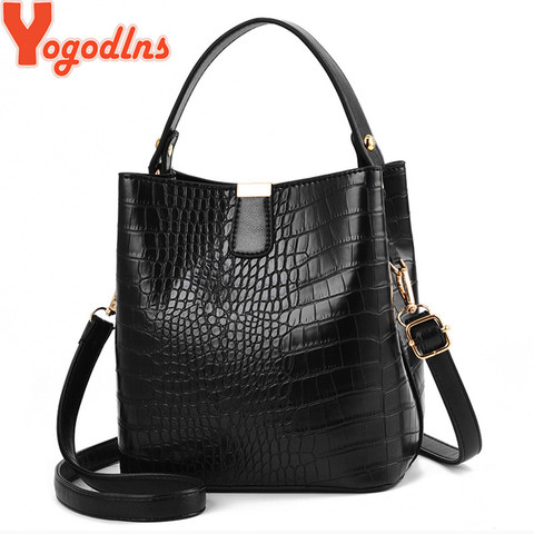 Yogodlns Retro Alligator Bucket Bags Women Crocodile Pattern Handbag Capacity Casual Crocodile Shoulder Messenger Bags Ladies ► Photo 1/6