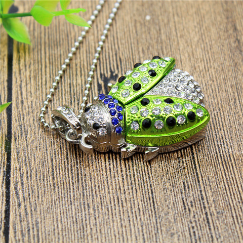 TEXT ME beautiful crystal Green beetle model usb2.0 4GB 8GB 16GB 32GB pen drive USB Flash Drive good gift ► Photo 1/6