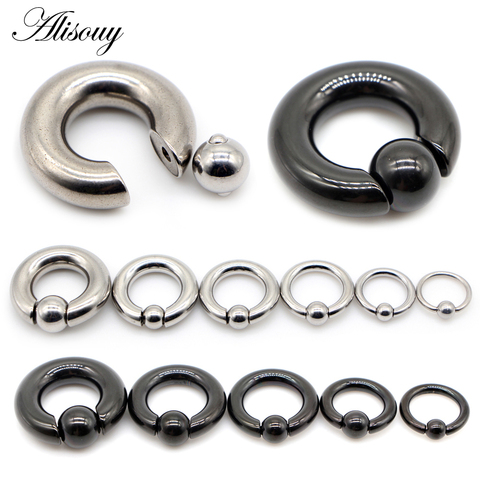 Alisouy 1pc Big Stainless Steel Captive Hoop BCR Eyebrow Tragus Closure Nipple Bar Lips Nose Rings Ear Piercing Body Jewelry ► Photo 1/6