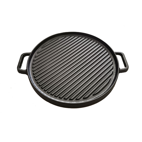30cm Double-sided Round Cast Iron Grill Pan Multifunctional Uncoated Teppanyaki Steak Frying Pan ► Photo 1/4