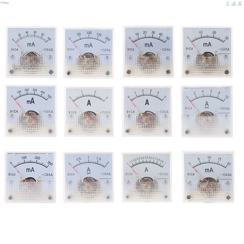Ammeter DC Analog Current Meter Panel Mechanical Pointer Type 1/2/3/5/10/20/30/50/100/200/300/500mA A ► Photo 1/6
