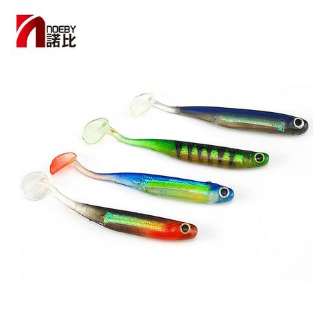 NOEBY W8024 soft fishing Lure silicone bait leurre souple 75mm 115mm t tail inner laser for sea bass pike perch ► Photo 1/6