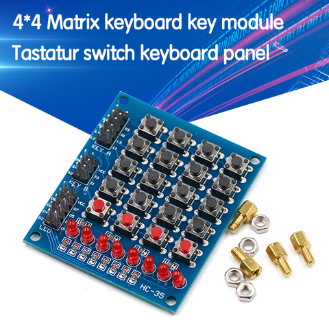 4X4 Matrix Keyboard For Arduino Array Module 16 Key Push Buttons Tastatur Switch Keypad Panel 4*4 Tasten 8LEDs Accessory DIY Kit ► Photo 1/6