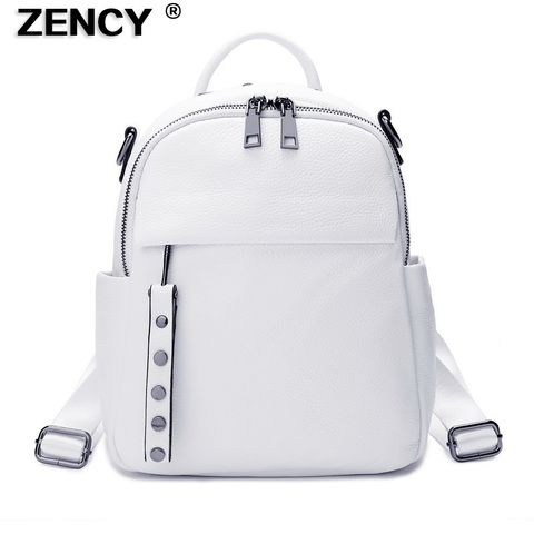 ZENCY 2022 Year Fashion NEW 100% Genuine Cow Leather Women Backpack Girl Soft Real Top Grade Cowhide Book Bag Style Knapsack ► Photo 1/6