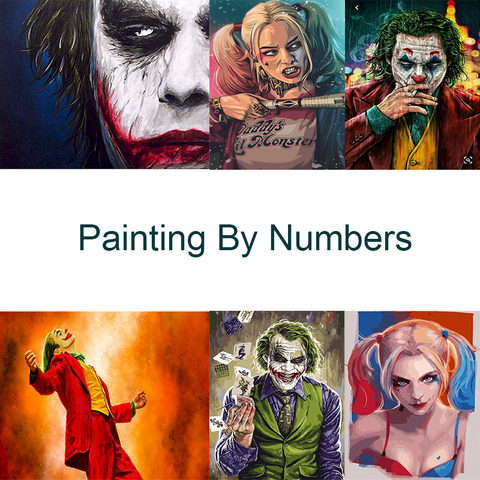 Painting By Number Clown Figures On Canvas Acrylic Paint For Adults Wall Art Oil Picture Drawing Coloring By Number Home Decor ► Photo 1/6