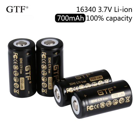 GTF Original 16340 Battery 3.7V 700mAh CR123 CR123A LR123A Rechargeable Li-ion Battery for Laser Pen LED Flashlight 16340 Cells ► Photo 1/6