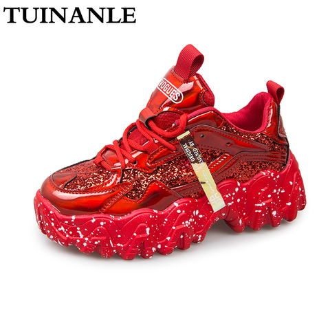 Sneakers Women Autumn 2022 Fashion Sequined Cloth Bling Breathable Round Toe Leisure Chunky Women Shoes Tenis Feminino TUINANLE ► Photo 1/6