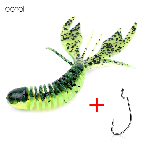 DONQL 10Pcs Soft Silicone Fishing Lure Artificial Worm Rubber Soft Swimbait Lifelike Fishy Smell Lures With 5Pcs Crank Fishhook ► Photo 1/6