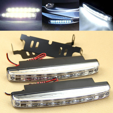 2Pcs LED Lights 12V 4W Super Bright Car Running Day Waterproof   light Bulb Head Lamp White Useful 8 LED Bar Car Accessories ► Photo 1/6