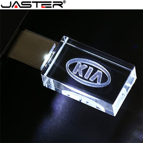 JASTER HOT KIA crystal + metal USB flash drive pendrive 4GB 8GB 16GB 32GB 64GB 128GB External Storage memory stick u disk ► Photo 1/1