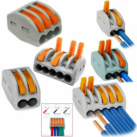 10/20Pcs Terminal Blocks PCT212-PCT218 SPL-2-3 0.08-2.5mm Universal Compact Electric Wire Cable Connectors Conductor Splitter ► Photo 1/6