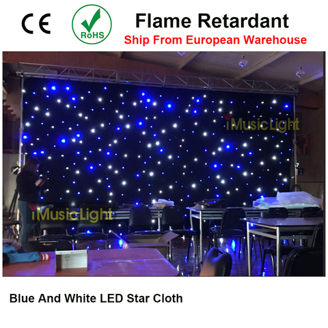 Top Quality LED Backdrop Blue&White LED Star Cloth Starry Sky Curtain DMX512 Control For Stage Pub DJ Wedding Event Show ► Photo 1/6