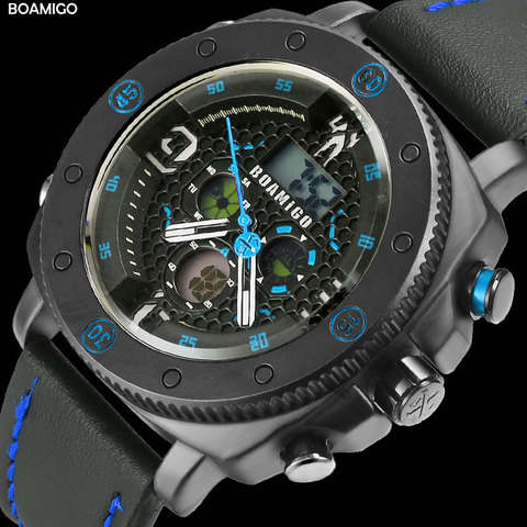 BOAMIGO Chronograph Men Classic Watch Quartz LED Digital Clock relojo hombre relogio masculino erkek kol saati ► Photo 1/6