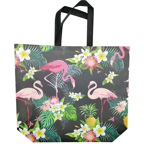 Foldable Shopping Bag Travel Grocery Pouch Flamingos Floral Print Tote Pouch High Quality Eco Large Tote Non-Woven Fabric Bags ► Photo 1/6