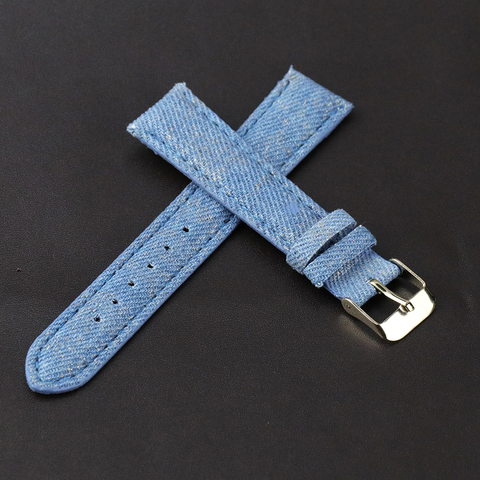 18 mm denim canvas Watch Strap Replacement Watch Band Woven Pattern Soft Leather with Stainless Steel Buckle High Quality ► Photo 1/6