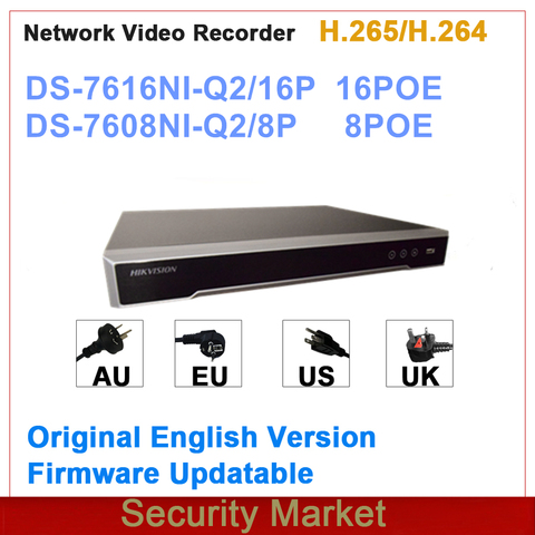 Original hikvision DS-7608NI-Q2/16P DS-7608NI-Q2/8P 8/16-ch 1U 8/16 PoE 4K NVR Network video recorder ► Photo 1/1