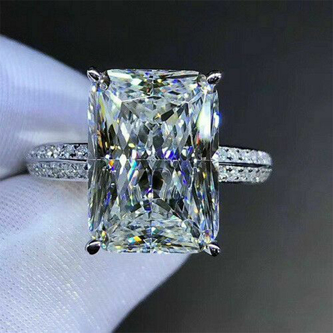 Huitan Gorgeous White Big Square Stone Women Wedding Band Jewelry Bridal Engage Party Finger Ring Shine CZ Hot Sale Dropshipping ► Photo 1/4