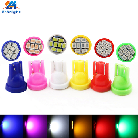 10pcs AC/DC 6 volt DC 12V 24V led bulb Pinball Car T10 W5W 158 192 168 194 1206 8 SMD LED 60Lm White Blue Red Green Amber Pink ► Photo 1/6