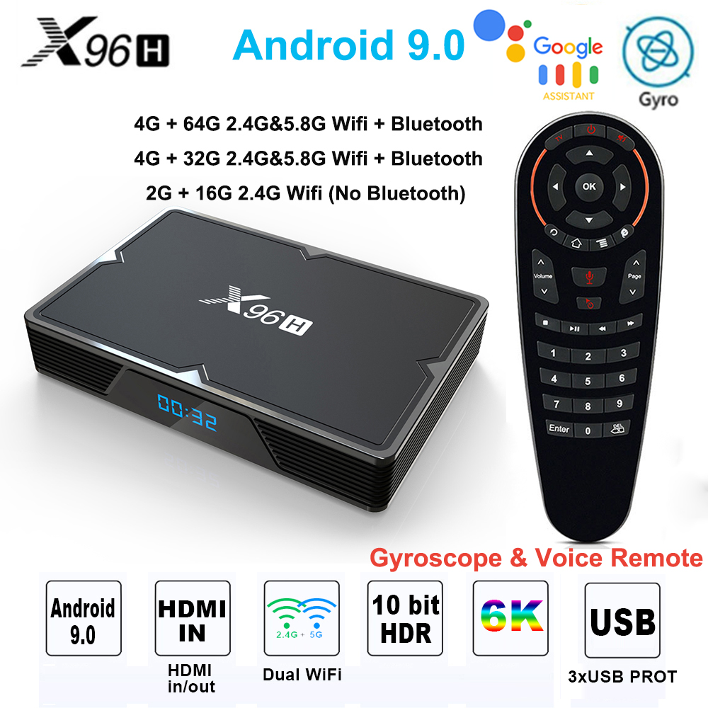 X96H Android 9 TV BOX 4G 32G 64G Allwiner H6 Quad core 2.4G/5GHz WIFI Bluetooth 4.1 Google Tv Box HDMI 2.0 6K HD Set Top Box X96 ► Photo 1/4