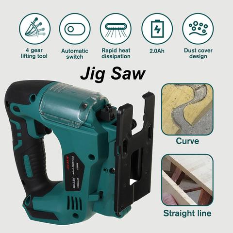 Drillpro 21V 65mm 2900RPM Cordless Jigsaw Electric Jig Saw Portable Multi-Function Woodworking Power Tool for Makita 18V Battery ► Photo 1/6