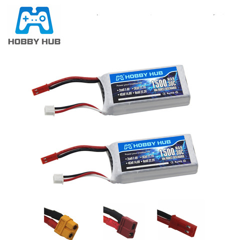 HOBBY HUB 3S 11.1v 1500mAh 30C LiPo Battery 11.1 v Rechargeable battery T/XT60/JST Plug For RC Car Airplane Helicopter parts ► Photo 1/4