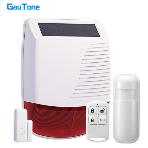 GauTone Wireless Outdoor Solar Siren Powered Strobe Sound Flash Waterproof Alarm Siren for 433MHz Wifi GSM Alarm System ► Photo 1/6