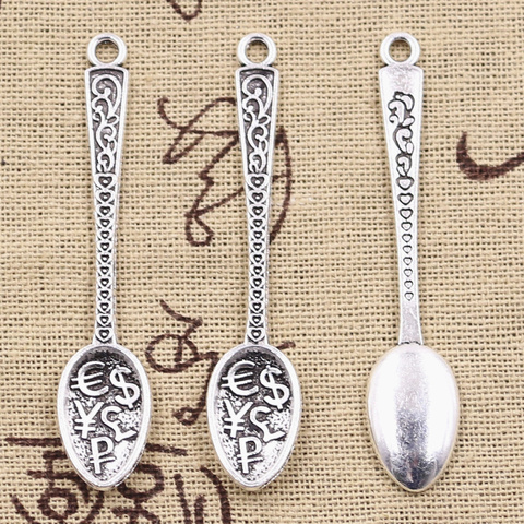 15pcs Charms Dollar Spoon Money 57x12mm Antique Silver Color Pendants DIYCrafts Making Findings Handmade Tibetan Jewelry ► Photo 1/2