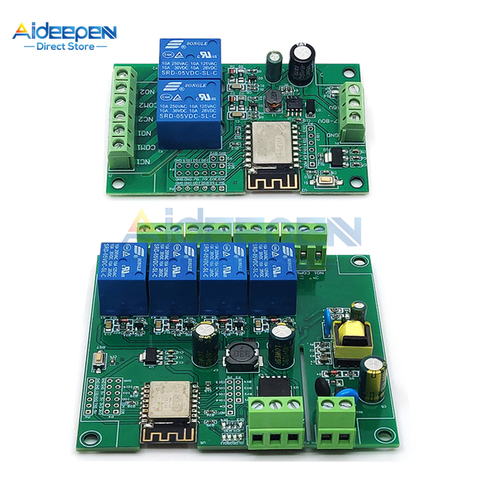 AC 90-250V/DC 7-30V ESP8266 WIFI Four-Way Relay Module ESP-12F Development Board 4M Byte Flash I/O UART For Arduino ► Photo 1/6