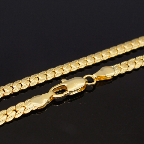 KASANIER Wholesale Men Jewelry Necklaces 5mm Width Gold Color Necklaces  Men Jewelry Guarantee long color Curb necklaces New ► Photo 1/6