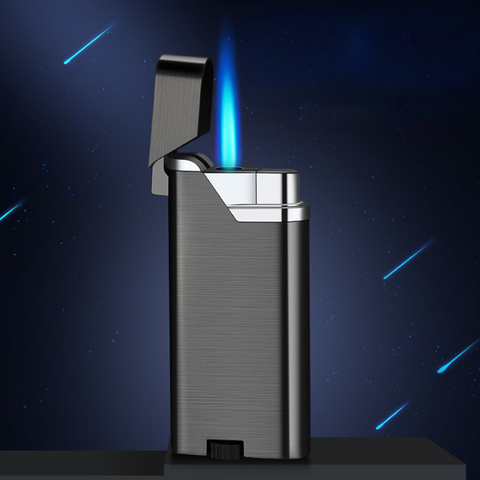 New Turbo Jet Compact Butane Torch Metal Cigarette Lighters  Gas 1300 C Windproof Petrol Lighter Blue Flame Vortex spout Fire ► Photo 1/6