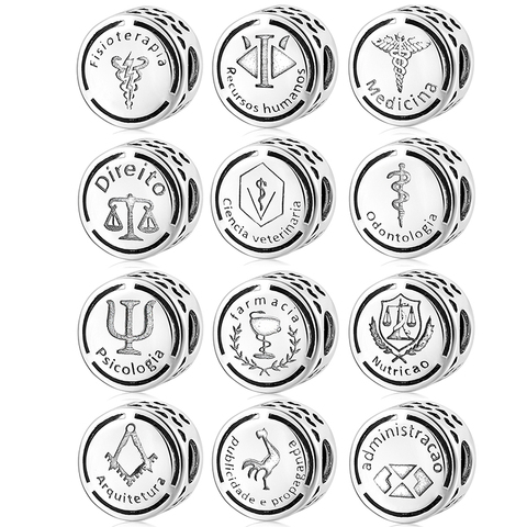 925 Sterling Silver Symbol Doze Sinal de carreira Beads For jewelry making Fit Original European Charm Women bracelet Necklace ► Photo 1/6