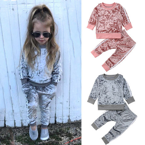 Toddler Girl Clothes spring Kids Sport Suits Children Clothing Sets T-shirt+Pants 2Pcs velvet Girls Clothes Tracksuit Outfit ► Photo 1/5