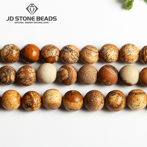 Gemstone Natural Stone Picture Jaspers Round Beads 15